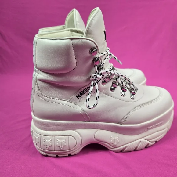 Naked Wolfe Art Wicked Leather Platform Boots Retro Chunky Heel Women's Sz 10 - Picture 5 of 16